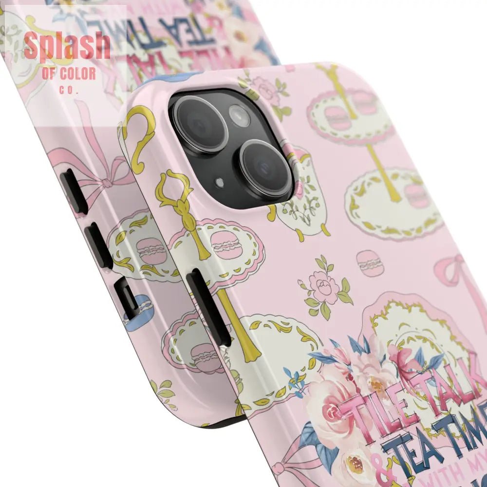 Tea Time Mahjong Phone Case Stylish Tough Phone Case for Gamers Tea Lovers Unique Gift Protection Fun Design Phone Case