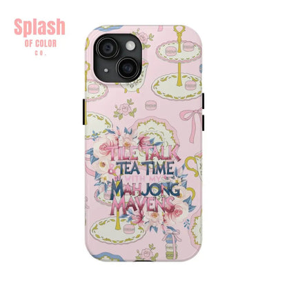 Tea Time Mahjong Phone Case Stylish Tough Phone Case for Gamers Tea Lovers Unique Gift Protection Fun Design iPhone 15