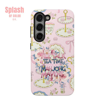 Tea Time Mahjong Phone Case Stylish Tough Phone Case for Gamers Tea Lovers Unique Gift Protection Fun Design Samsung