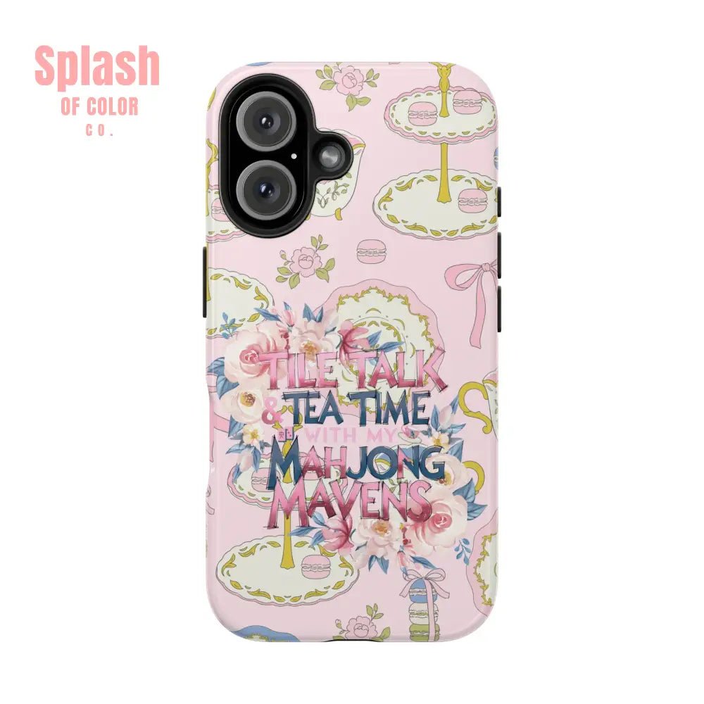 Tea Time Mahjong Phone Case - Stylish Tough Phone Case for Gamers, Tea Lovers, Unique Gift, Protection, Fun Design - Splash of Color co.