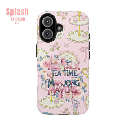 Tea Time Mahjong Phone Case - Stylish Tough Phone Case for Gamers, Tea Lovers, Unique Gift, Protection, Fun Design - Splash of Color co.