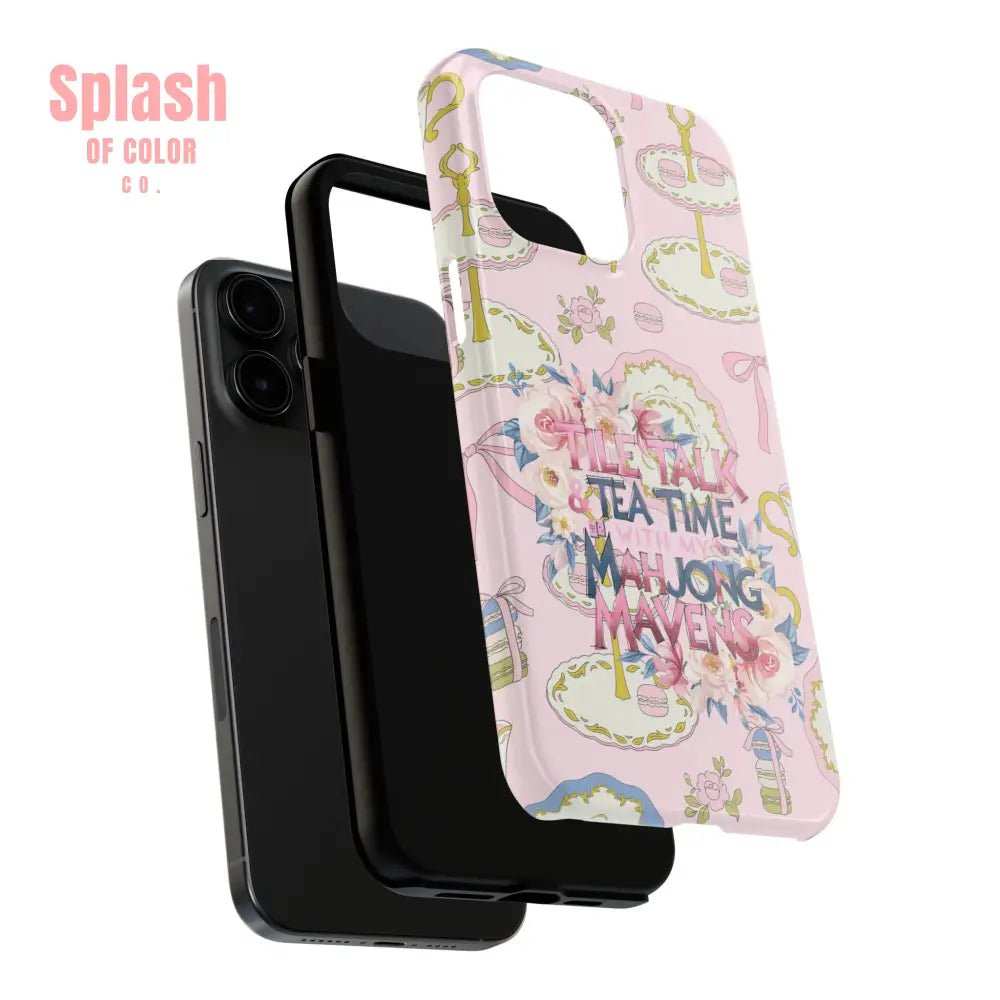 Tea Time Mahjong Phone Case Stylish Tough Phone Case for Gamers Tea Lovers Unique Gift Protection Fun Design Phone Case