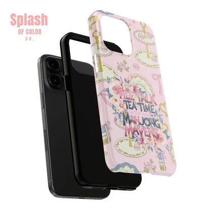 Tea Time Mahjong Phone Case Stylish Tough Phone Case for Gamers Tea Lovers Unique Gift Protection Fun Design Phone Case