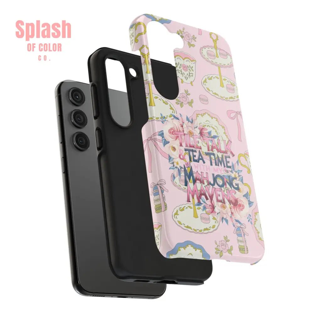 Tea Time Mahjong Phone Case - Stylish Tough Phone Case for Gamers, Tea Lovers, Unique Gift, Protection, Fun Design - Splash of Color co.