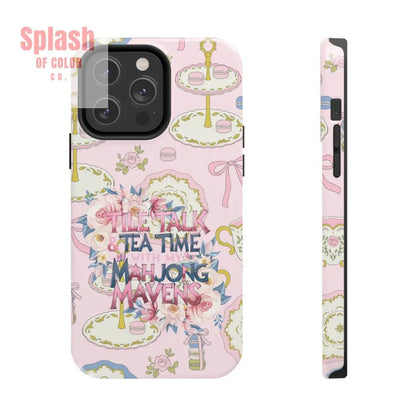 Tea Time Mahjong Phone Case Stylish Tough Phone Case for Gamers Tea Lovers Unique Gift Protection Fun Design iPhone 14