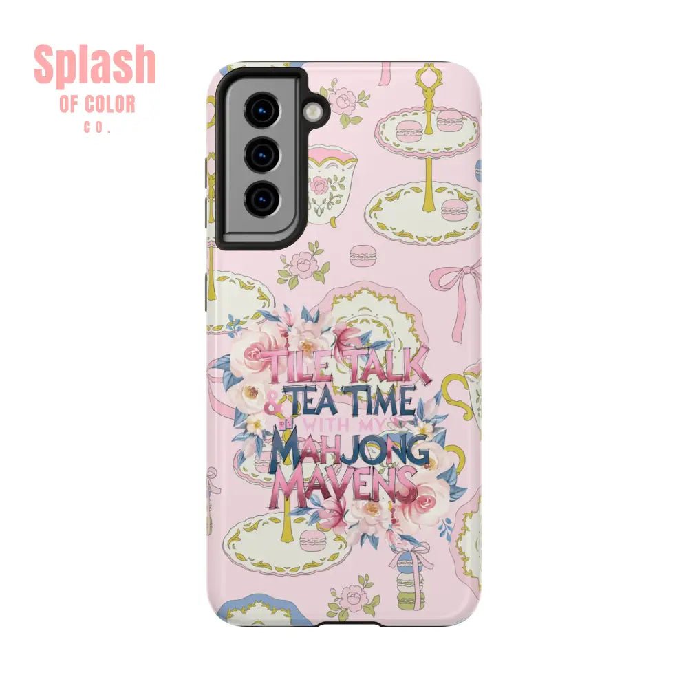 Tea Time Mahjong Phone Case - Stylish Tough Phone Case for Gamers, Tea Lovers, Unique Gift, Protection, Fun Design - Splash of Color co.