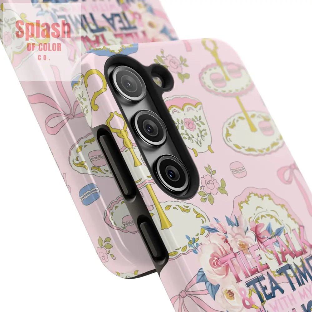 Tea Time Mahjong Phone Case Stylish Tough Phone Case for Gamers Tea Lovers Unique Gift Protection Fun Design Phone Case