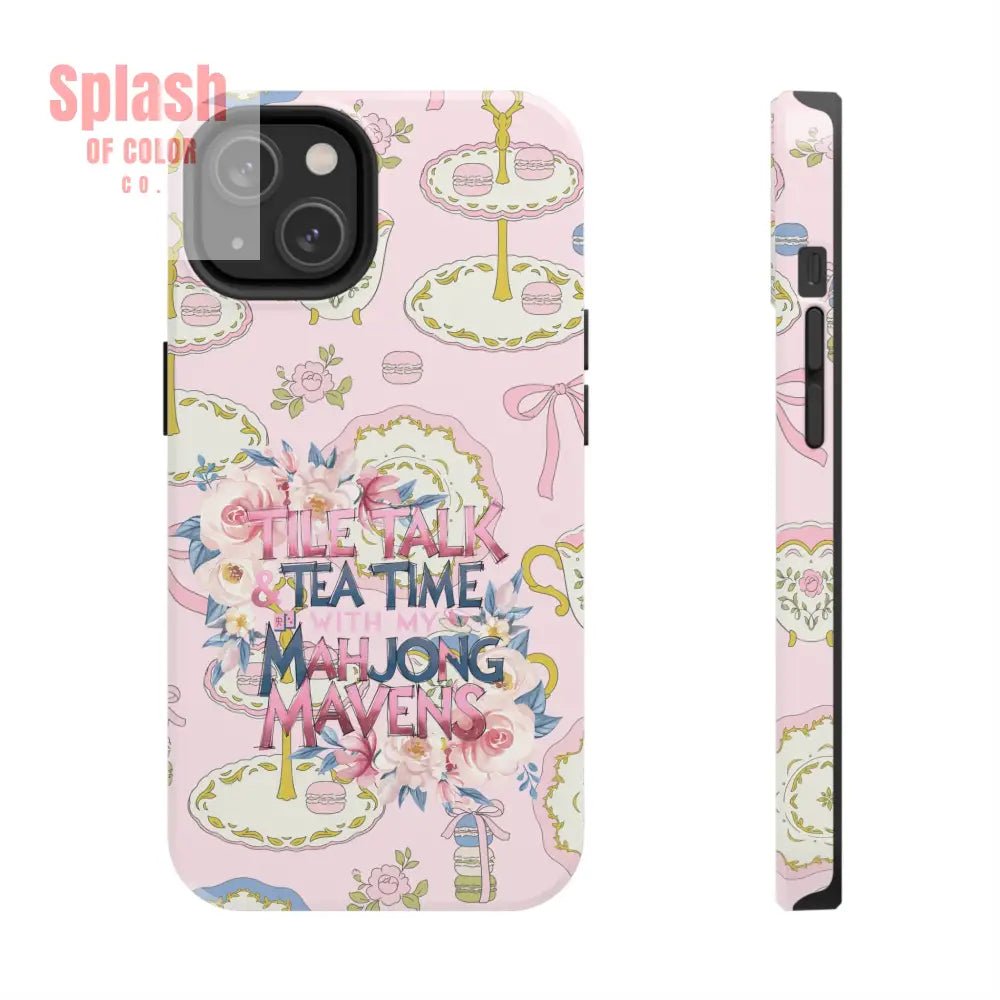 Tea Time Mahjong Phone Case Stylish Tough Phone Case for Gamers Tea Lovers Unique Gift Protection Fun Design iPhone 14
