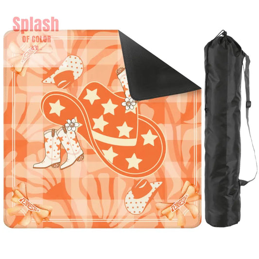 Tennessee Orange Country Cowboy Hat And Boots State Pride Mahjong Mat - 2mm (Black Bag) - Daily Accessories