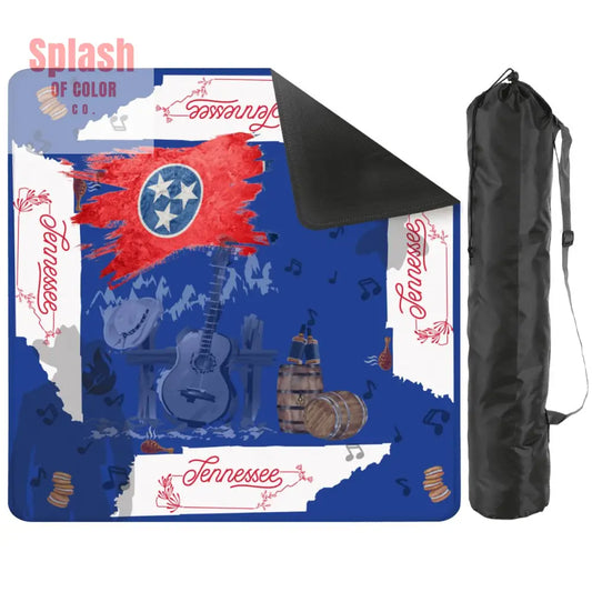 Tennessee State Pride Mahjong Mat Red White And Blue And All Things Tennessee - 2mm (Black Bag) - Daily Accessories