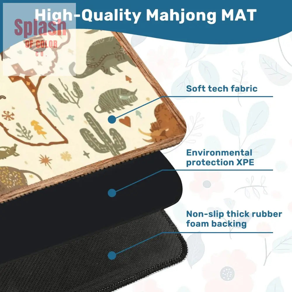 Texas Mahjong Mat Rustic Whimsy Green Brown Yellow Tones - Daily Accessories