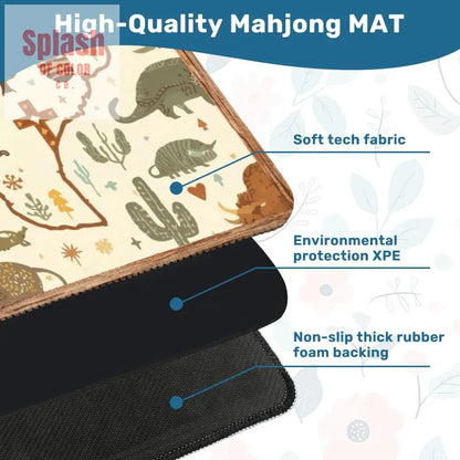 Texas Mahjong Mat Rustic Whimsy Green Brown Yellow Tones - Daily Accessories