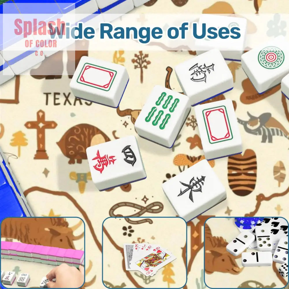 Texas Mahjong Mat Rustic Whimsy Green Brown Yellow Tones - Daily Accessories
