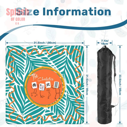 The Charleston Mahjong Mat Tropical Teal Orange Preppy Fun Mahj Lover Mat 31.5’’x31.5’’ Daily Accessories