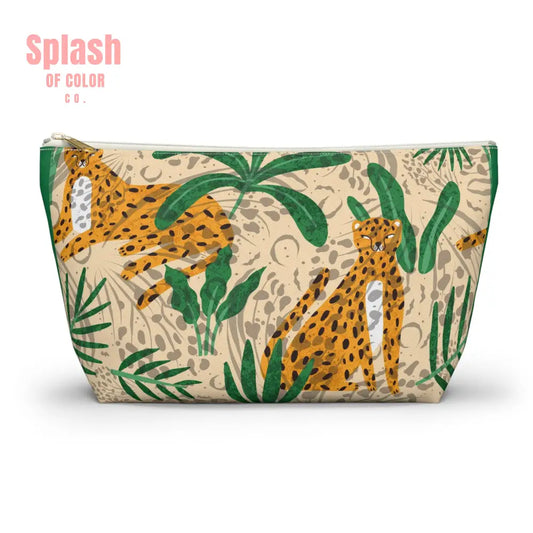 The Tigeress Quintessential Animal Print Modern Mahj Tile Tote Bag - Large / White zipper - Bags