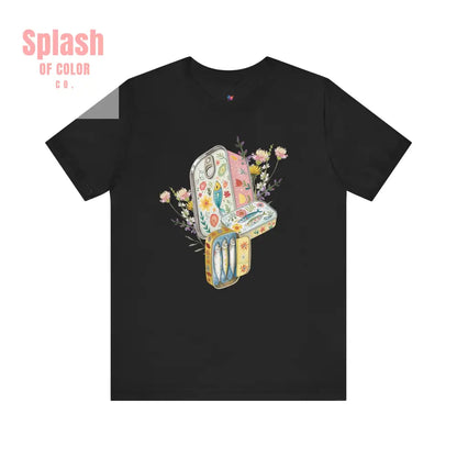 Tinned Fish Sardine Floral T-Shirt Bohemian Style Tee Casual Summer Shirt Gift for Nature Lovers Trendy Graphic Top