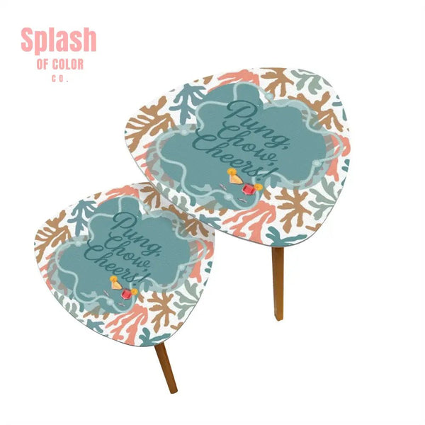 Mahjong Nesting Tables, Tropical Coral Design, Pung Chow Cheers - Splash of Color co.