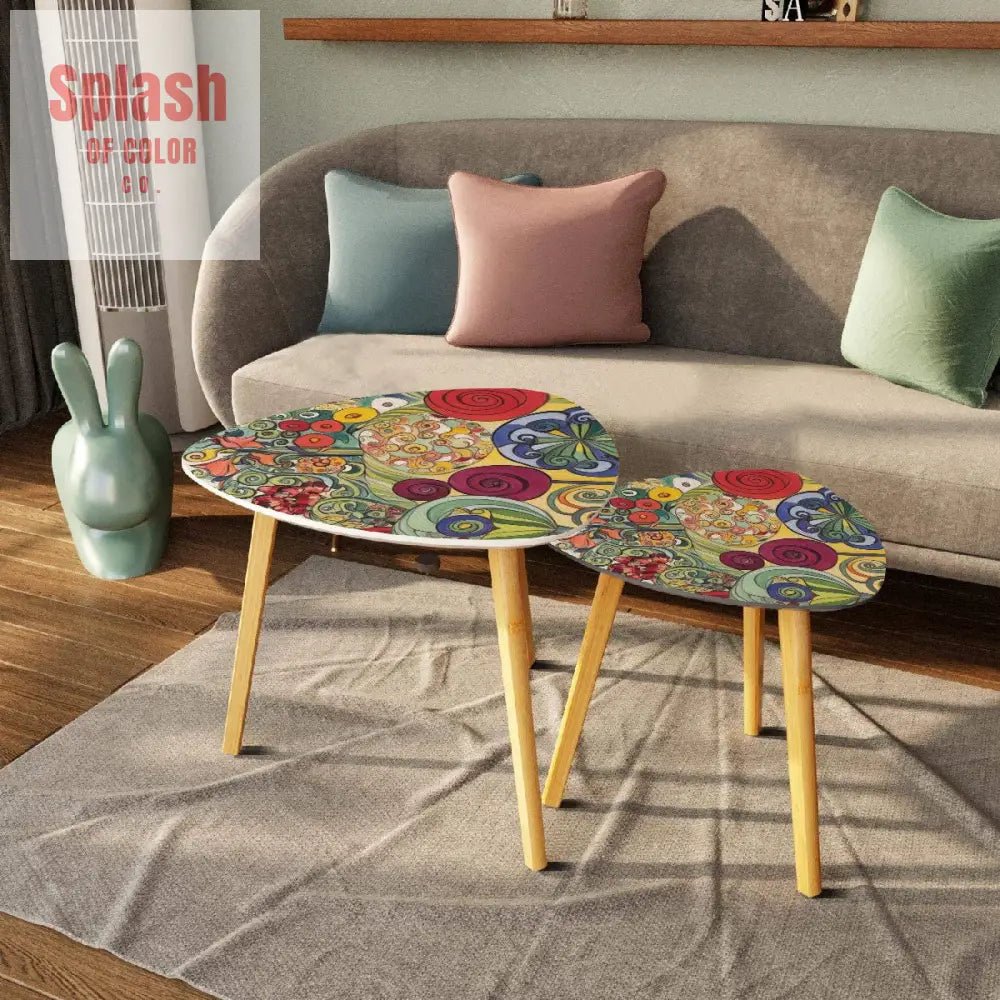 Triangle Coffee Table Set of 2 (Made in USA) One Size Home Accessories