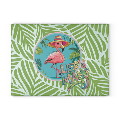 Tropical Flamingo Glass Cutting Board Mahjong Lover Gift Game Night Party Table Decor Let’s Mahj Charcuterie Mahj