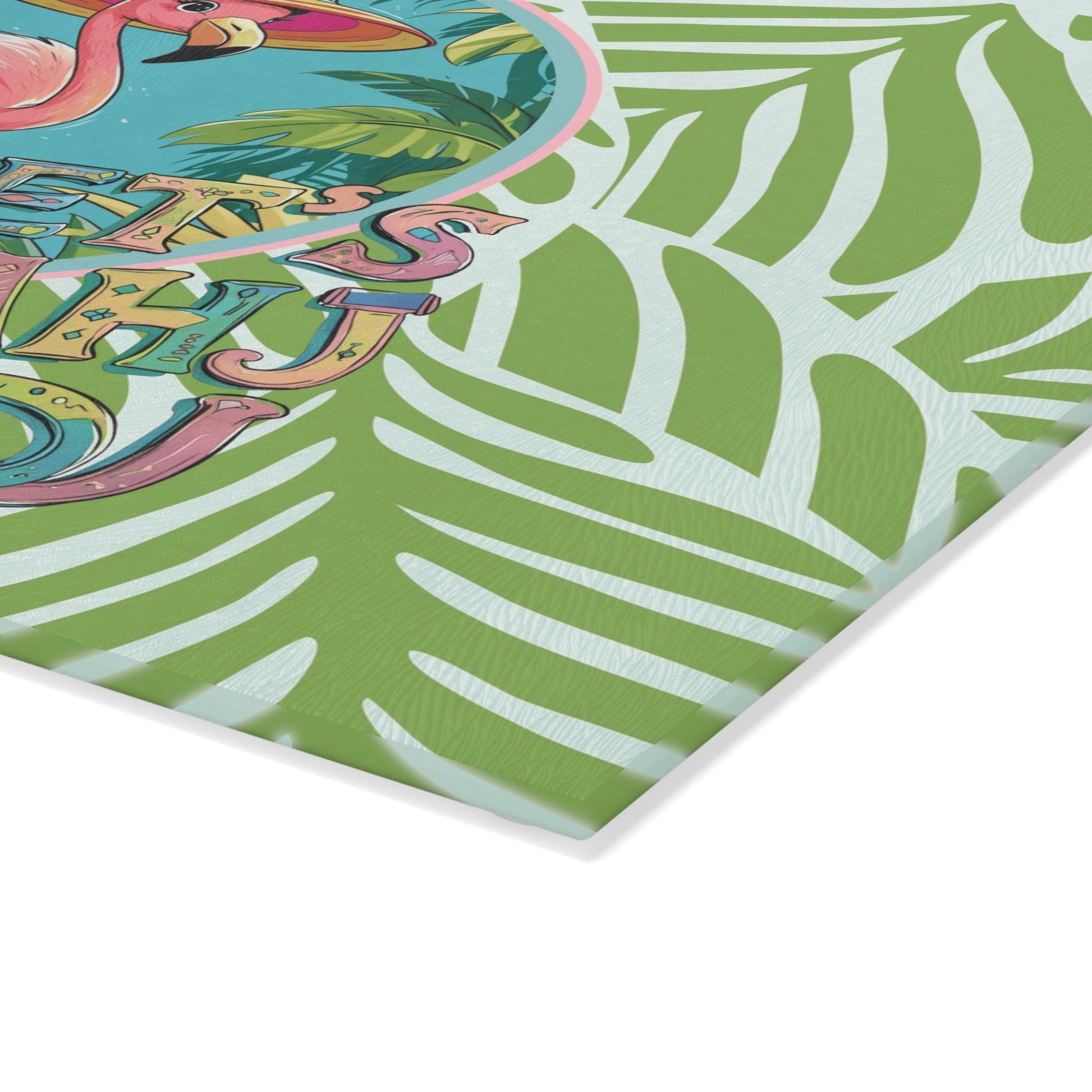 Tropical Flamingo Glass Cutting Board Mahjong Lover Gift Game Night Party Table Decor Let’s Mahj Charcuterie Mahj