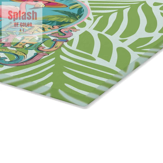 Tropical Flamingo Glass Cutting Board Mahjong Lover Gift Game Night Party Table Decor Let’s Mahj Charcuterie Mahj