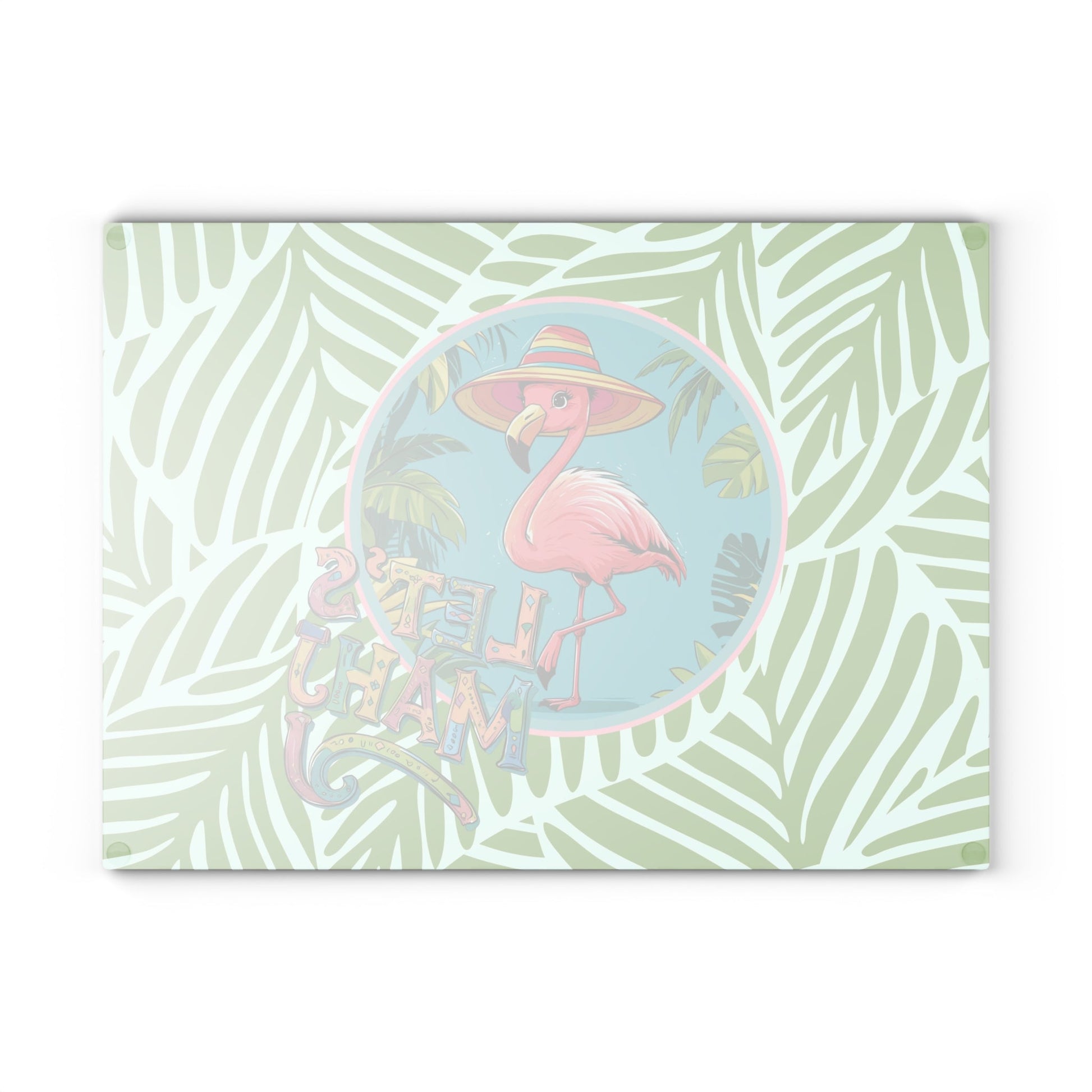 Tropical Flamingo Glass Cutting Board Mahjong Lover Gift Game Night Party Table Decor Let’s Mahj Charcuterie Mahj