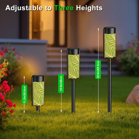 Tropical Floral Green Polynesian Outdoor Garden Solar Lights - 4pcs - Garden Decor