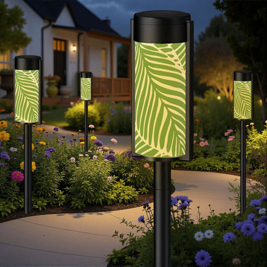 Tropical Floral Green Polynesian Outdoor Garden Solar Lights - 4pcs - Garden Decor