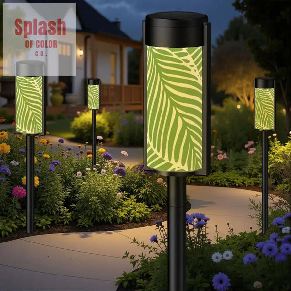 Tropical Floral Green Polynesian Outdoor Garden Solar Lights - 4pcs - Garden Decor
