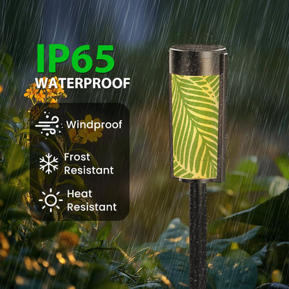 Tropical Floral Green Polynesian Outdoor Garden Solar Lights - 4pcs - Garden Decor