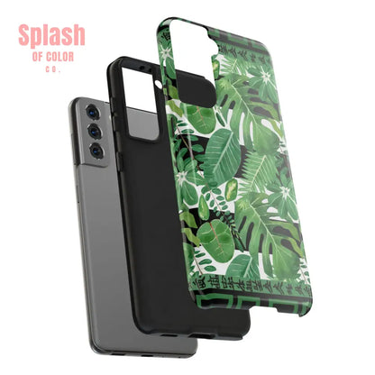 Tropical Mahjong Phone Case Tough Phone Case Monstera Boho Style Phone Case