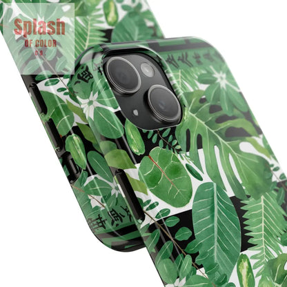 Tropical Mahjong Phone Case Tough Phone Case Monstera Boho Style Phone Case