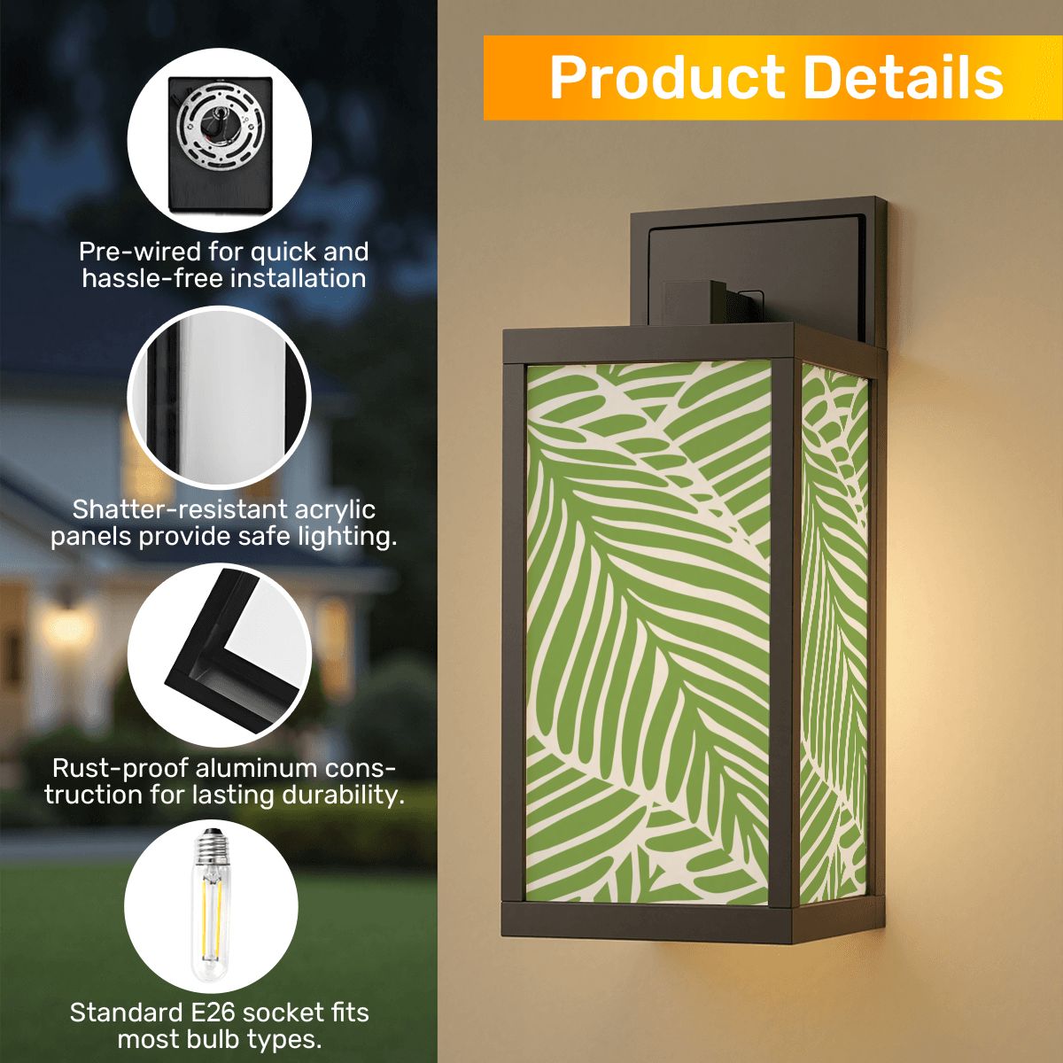 Tropical Paradise Green Asian Zen Garden Patio Wall Light Sconce - One Size - Wall Lighting
