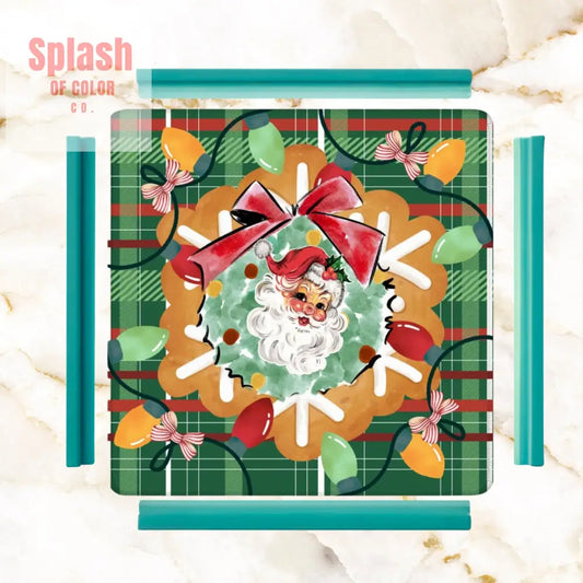 Vintage Santa Mahjong Christmas Mat Green Red Plaid Full of Whimsy And Charm - Daily Accessories