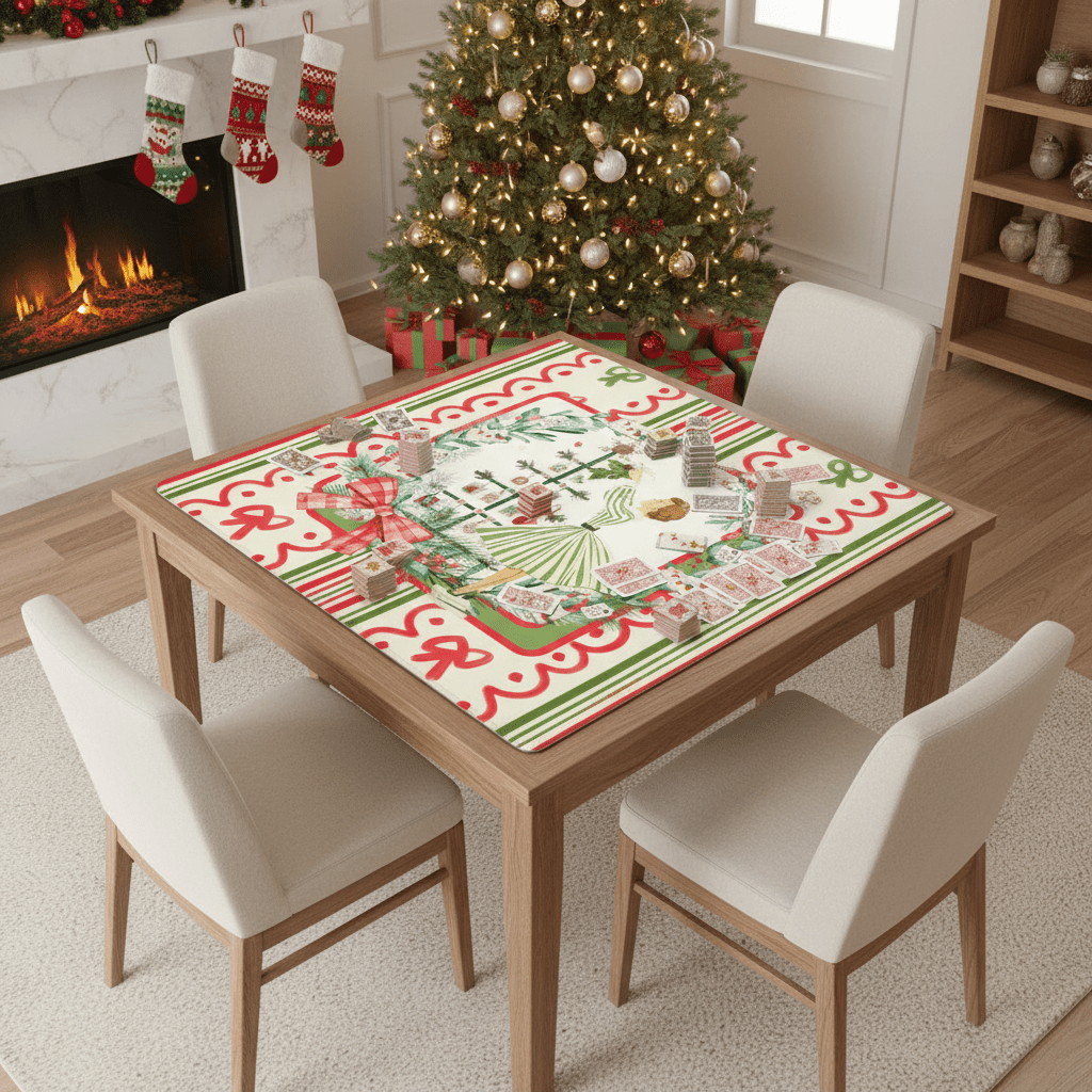 Mahjong Christmas Mat, Books Nooks Nostalgic Vintage Christmas - Splash of Color Co.
