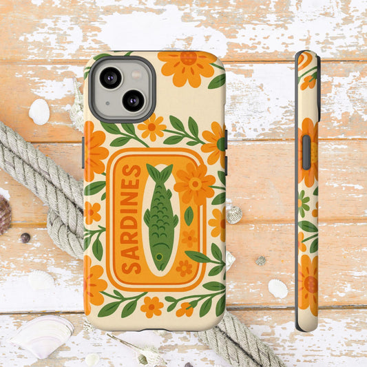 Vintage Sardines Phone Case Tough Cases for Tinned Fish Lovers Nature-Inspired Design Nautical Fish Phone Case