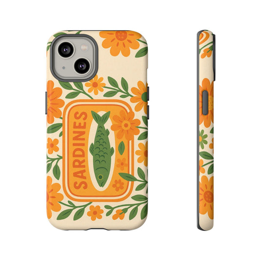 Vintage Sardines Phone Case Tough Cases for Tinned Fish Lovers Nature-Inspired Design Nautical Fish Phone Case