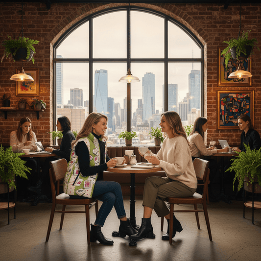 Preppy Pastel Green, Pink Striped Mahjong Puffer Vest - Splash of Color Co.