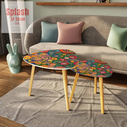 Watercolor Garden Klimt Inspired Modern Floral Nesting Tables - One Size