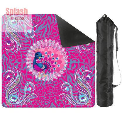 Whimsical Floral Peacock Tortoise Pink Blue Magical Mahj Mat 2mm (Black Bag) Daily Accessories