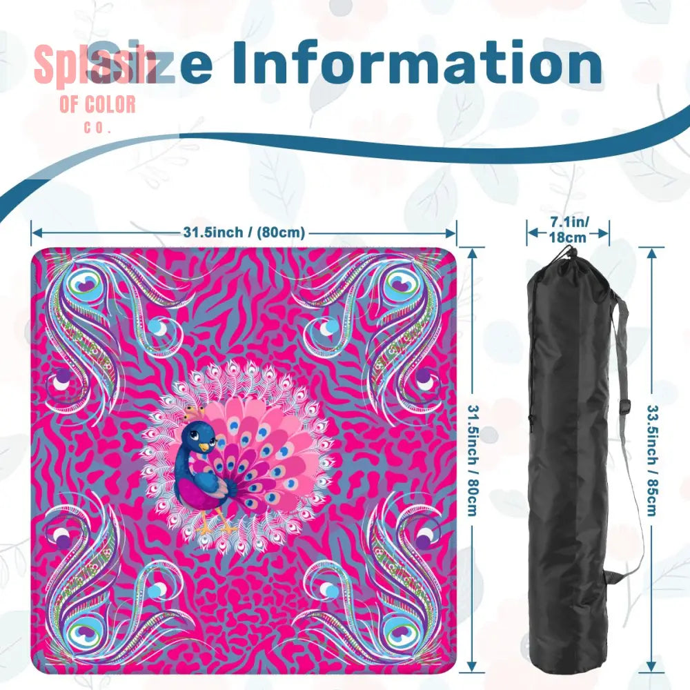 Whimsical Floral Peacock Tortoise Pink Blue Magical Mahj Mat Daily Accessories