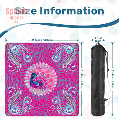 Whimsical Floral Peacock Tortoise Pink Blue Magical Mahj Mat Daily Accessories