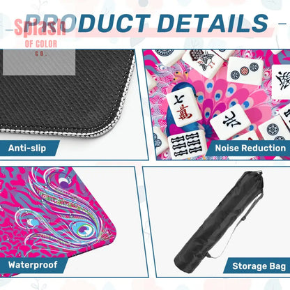Whimsical Floral Peacock Tortoise Pink Blue Magical Mahj Mat Daily Accessories