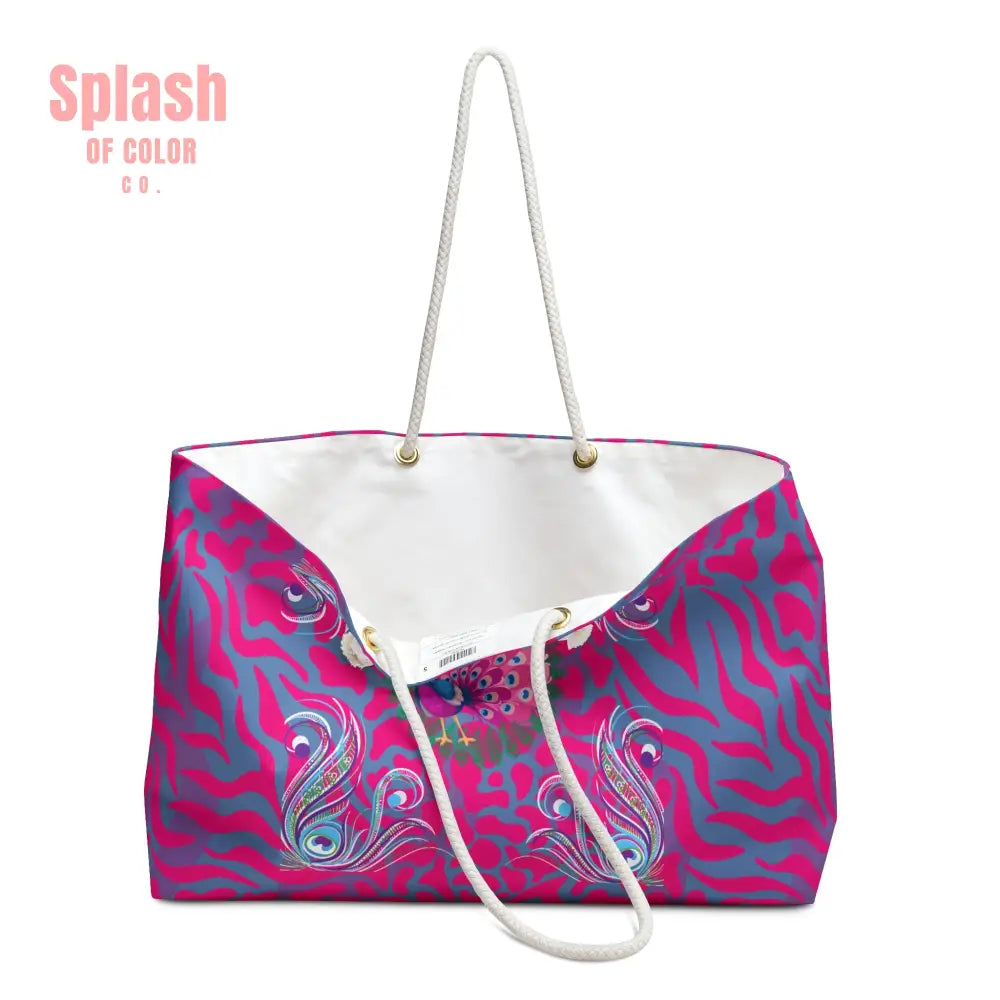 Whimsical Floral Peacock Tortoise Pink Blue Magical Mahj Tote Bag 24’’ × 13’’ Bags