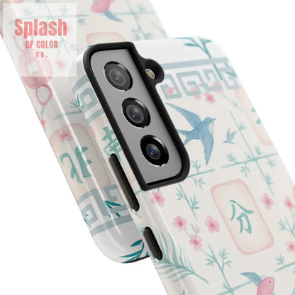 Whimsical Mahjong Tile Pastel Preppy Tough Phone Cases with Vibrant Oriental Designs Mahj Lover Gift Phone Case
