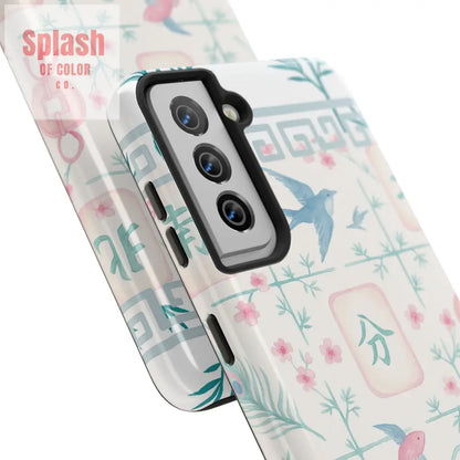 Whimsical Mahjong Tile Pastel Preppy Tough Phone Cases with Vibrant Oriental Designs Mahj Lover Gift Phone Case