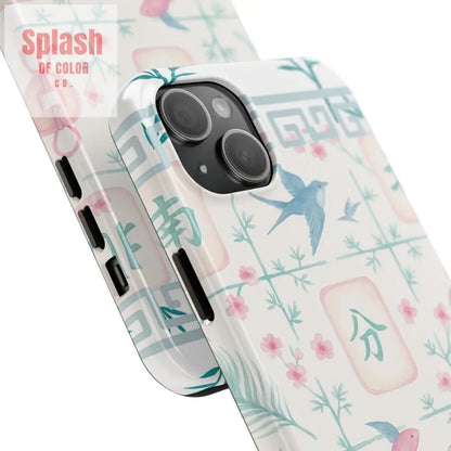 Whimsical Mahjong Tile Pastel Preppy Tough Phone Cases with Vibrant Oriental Designs Mahj Lover Gift Phone Case