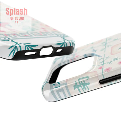 Whimsical Mahjong Tile Pastel Preppy Tough Phone Cases with Vibrant Oriental Designs Mahj Lover Gift Phone Case