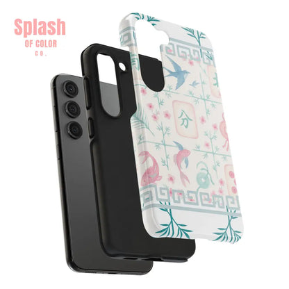 Whimsical Mahjong Tile Pastel Preppy Tough Phone Cases with Vibrant Oriental Designs Mahj Lover Gift Phone Case