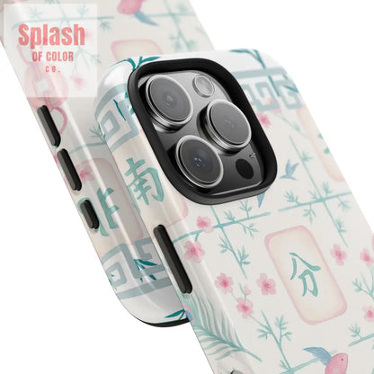 Whimsical Mahjong Tile Pastel Preppy Tough Phone Cases with Vibrant Oriental Designs Mahj Lover Gift Phone Case